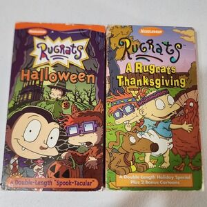 Rugrats Halloween and Thanksgiving VHS Tape Bundle Nickelodeon Orange Tape VTG